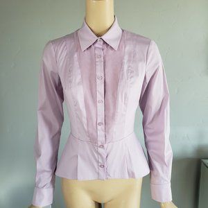 bebe lilac purple poplin peplum blouse shirt